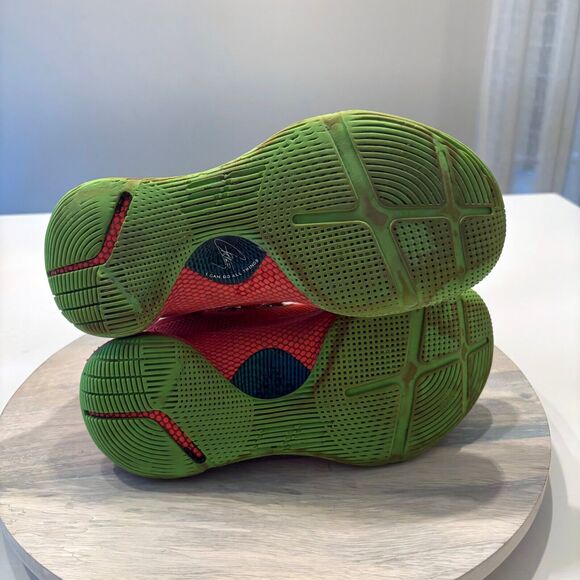 Under Armour Men's Curry 6 Roaracle Red Neon Green Sneakers 3020612-607 Size 8 - Picture 10 of 12